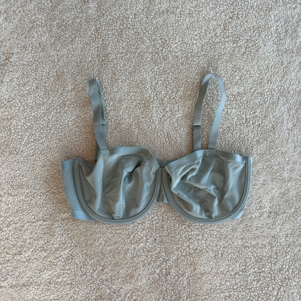 CUUP The Balconette Bra 38F Seafoam Green Teal Light Blue Mesh Underwire